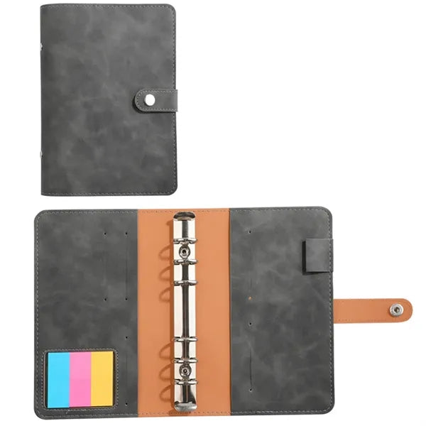 A6 PU Leather Refillable Notebook with Stick and Card Slots