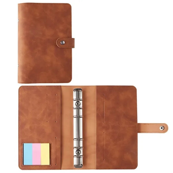 A6 PU Leather Refillable Notebook with Stick and Card Slots