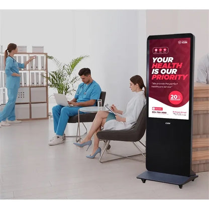 Portable LED Digital Display Signage with Wheels 55 Inch
