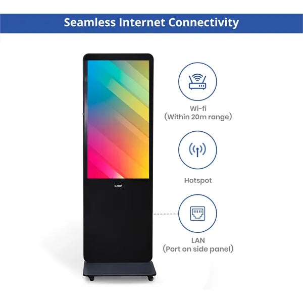 Portable LED Digital Display Signage with Wheels 55 Inch