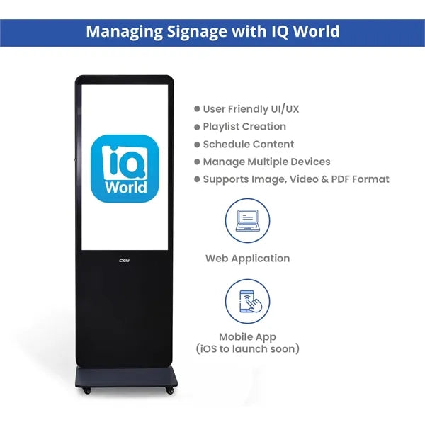 Portable LED Digital Display Signage with Wheels 55 Inch