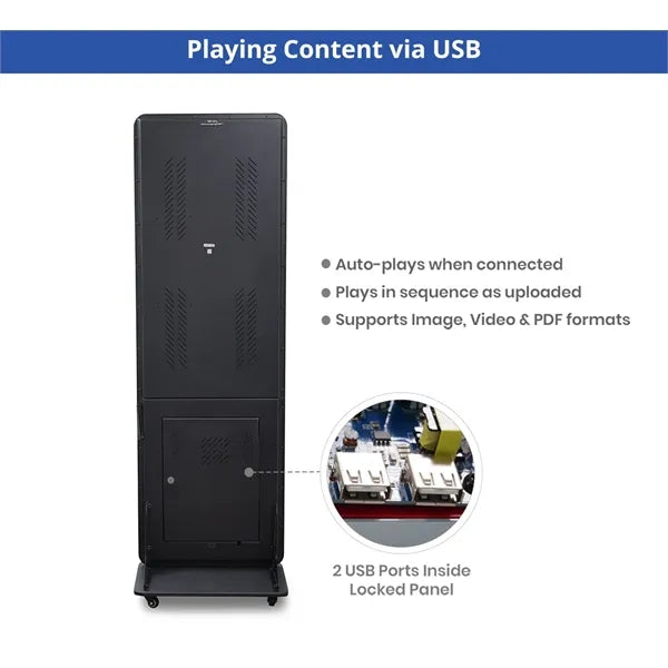 Portable LED Digital Display Signage with Wheels 55 Inch