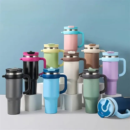 40oz Stainless Steel Tumbler Car Cup With Straw Lid