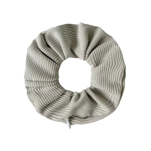 Striped Fabric Zipper Scrunchie Hair Tie With Pocket