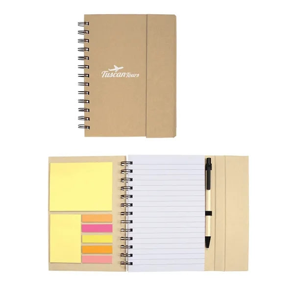 Spiral Notebook With Sticky Notes & Pen 5.75" x 7.25"