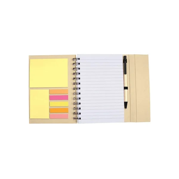 Spiral Notebook With Sticky Notes & Pen 5.75" x 7.25"