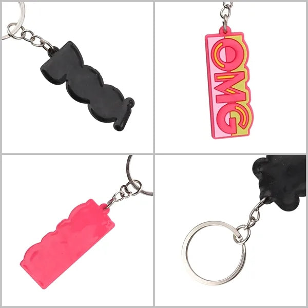 2"x1" Full Color Custom Shape Soft Pvc Keychain Fob Charms