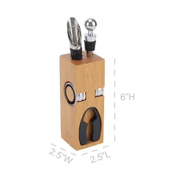 Bamboo Wine Opener and Accessory Set