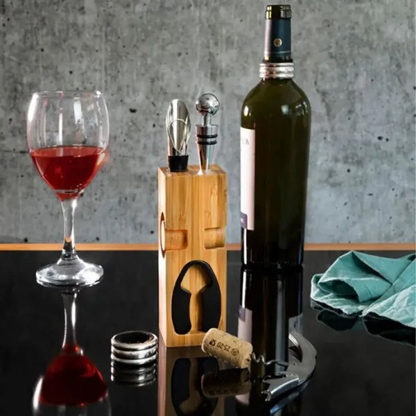 Bamboo Wine Opener and Accessory Set