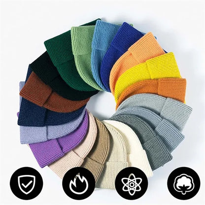 Unisex Soft Daily Warm Winter Hats Knit Cuffed Beanie Cap