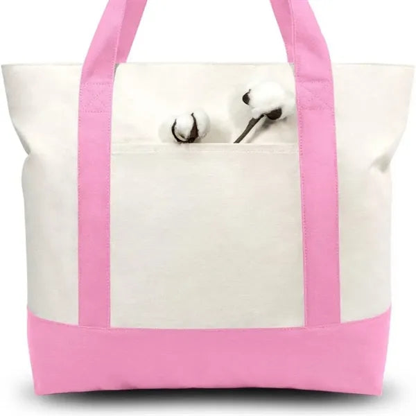 Zippered Roomy with Exterior Pocket Durable Canvas Tote Bag