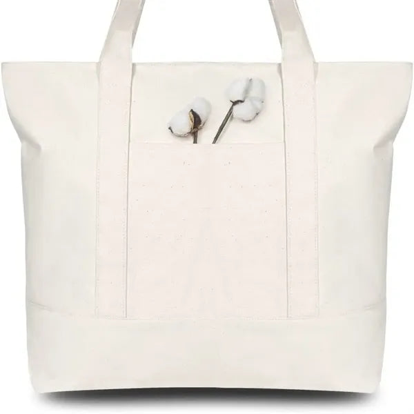 Zippered Roomy with Exterior Pocket Durable Canvas Tote Bag