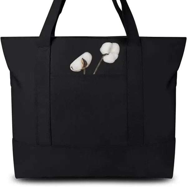 Zippered Roomy with Exterior Pocket Durable Canvas Tote Bag