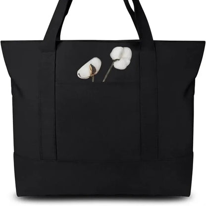 Zippered Roomy with Exterior Pocket Durable Canvas Tote Bag