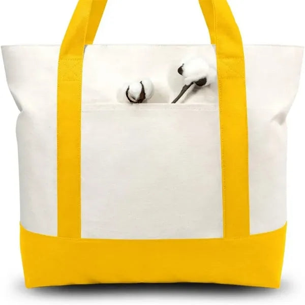 Zippered Roomy with Exterior Pocket Durable Canvas Tote Bag