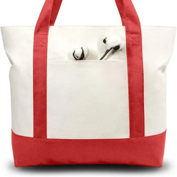 Zippered Roomy with Exterior Pocket Durable Canvas Tote Bag