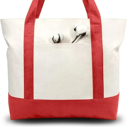 Zippered Roomy with Exterior Pocket Durable Canvas Tote Bag
