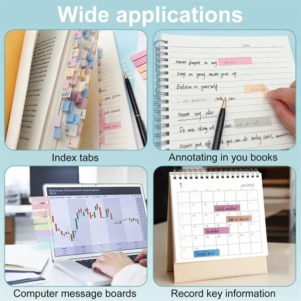 Colorful Transparent Waterproof Sticky Tabs Set with Pen