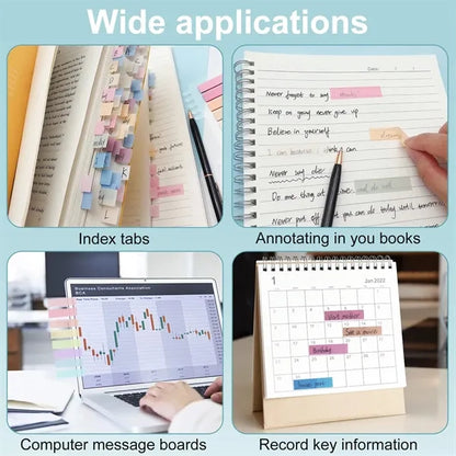 Colorful Transparent Waterproof Sticky Tabs Set with Pen