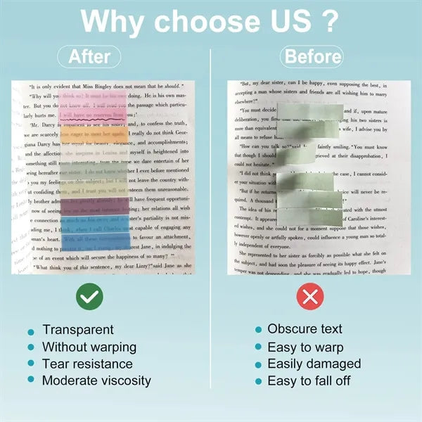 Colorful Transparent Waterproof Sticky Tabs Set with Pen
