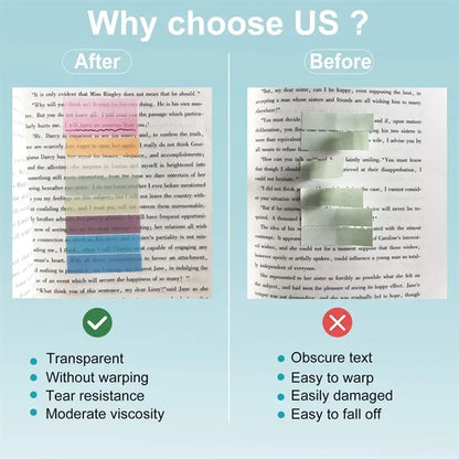 Colorful Transparent Waterproof Sticky Tabs Set with Pen