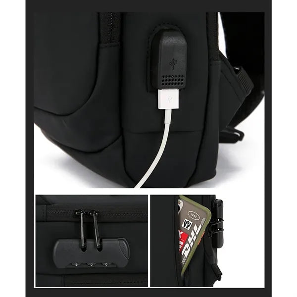 USB Rechargeable Waterproof Casual Shoulder Bag
