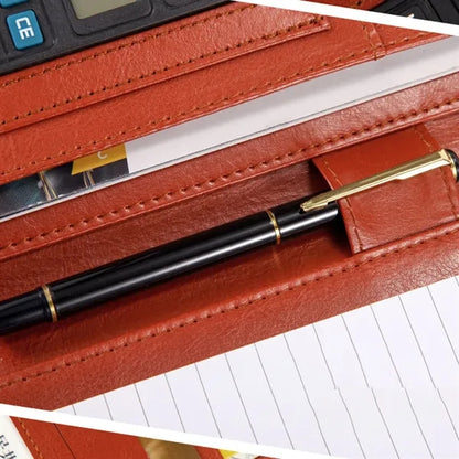 A4 PU Leather Portfolio w/ Calculator Compartments Pad Folio