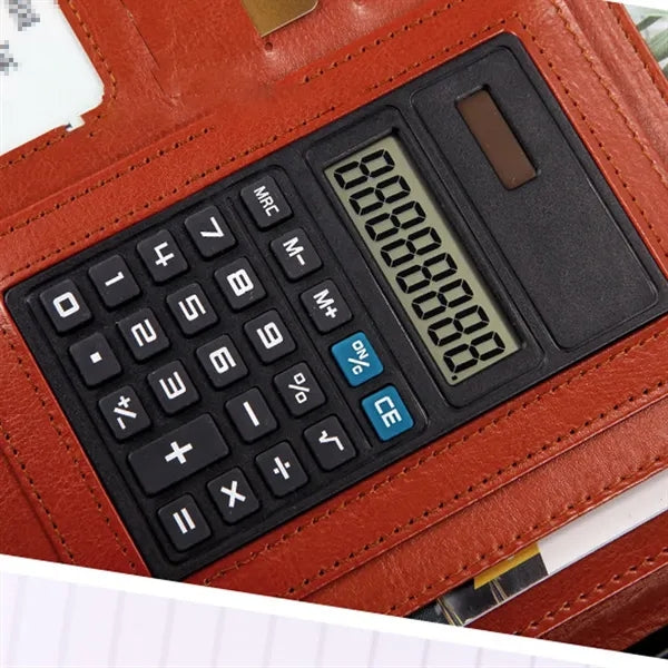 A4 PU Leather Portfolio w/ Calculator Compartments Pad Folio