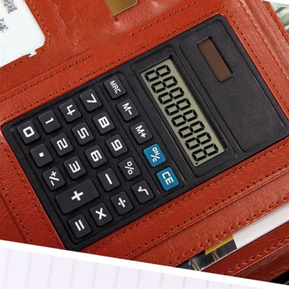 A4 PU Leather Portfolio w/ Calculator Compartments Pad Folio