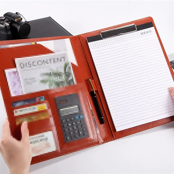 A4 PU Leather Portfolio w/ Calculator Compartments Pad Folio