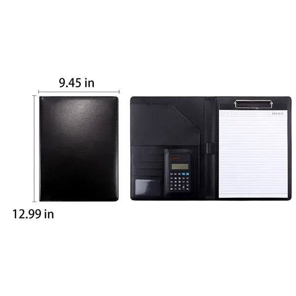 A4 PU Leather Portfolio w/ Calculator Compartments Pad Folio