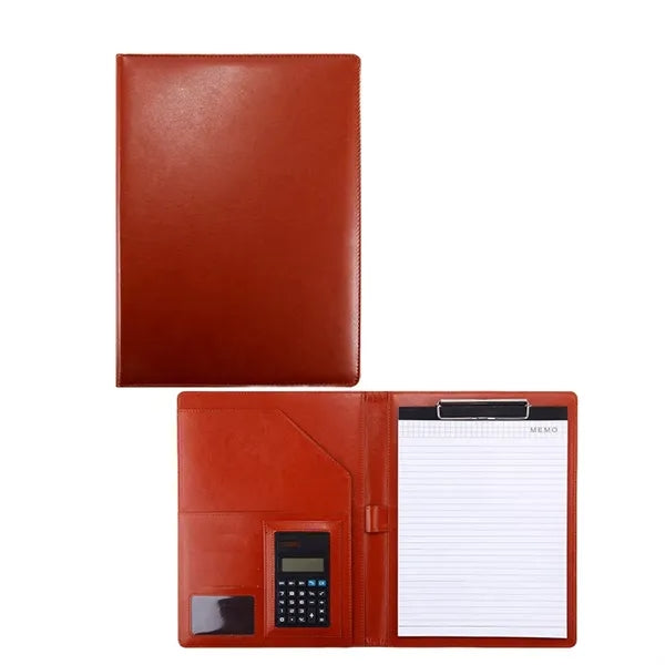 A4 PU Leather Portfolio w/ Calculator Compartments Pad Folio