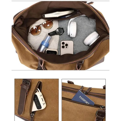 Large Capacity Men's Canvas Weekender Travel Tote