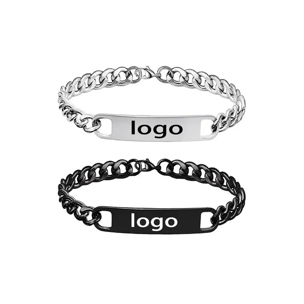 Elegant Stainless Steel Laser Engraved Bracelet