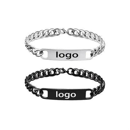 Elegant Stainless Steel Laser Engraved Bracelet