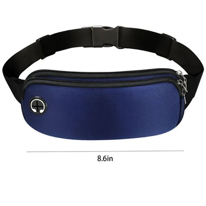 Fitness Running Dual Pocket Waist Bag with Headphone Jack