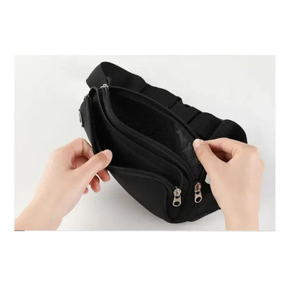 Fitness Running Dual Pocket Waist Bag with Headphone Jack
