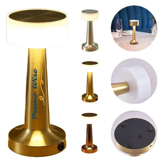 Metal Dumbbell-Shaped Rechargeable Retro Touch Desk Lamp