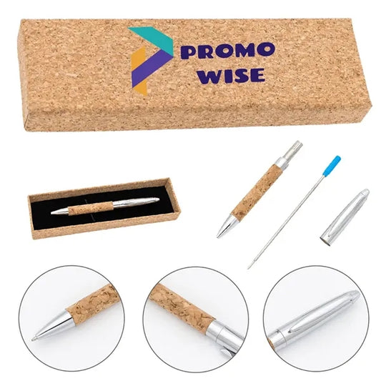 Eco Comfort Grip Metal Cork Skin Ballpoint Pen with Box