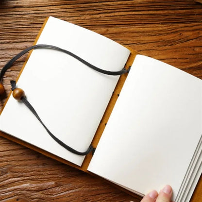 Genuine Leather Vintage Thick Notebook with Surrounding Rope