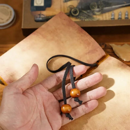 Genuine Leather Vintage Thick Notebook with Surrounding Rope