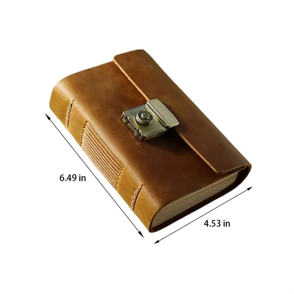 A7 Genuine Leather Retro Thick Journal with Combination Lock