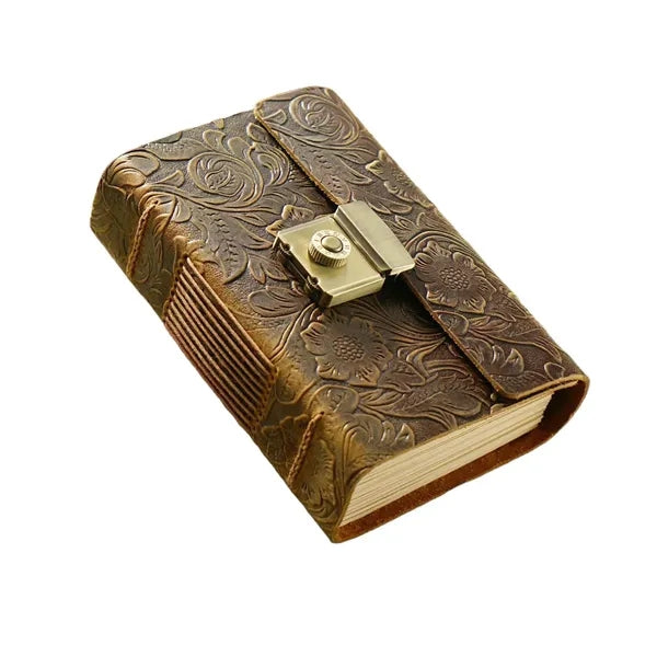A7 Genuine Leather Retro Thick Journal with Combination Lock