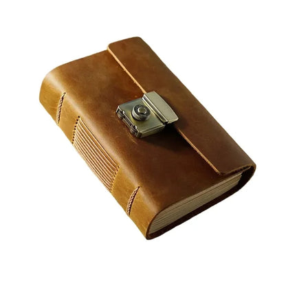 A7 Genuine Leather Retro Thick Journal with Combination Lock