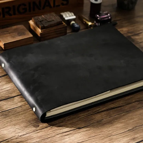 A4 Refillable Horizontal Leather Journal with 2 PVC Dividers