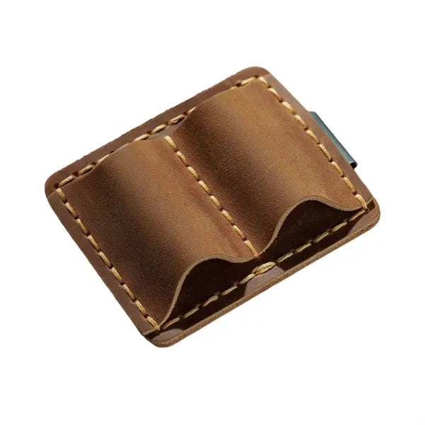 Leather Dual Loop Removable Metal Clip Premium Pen Holder