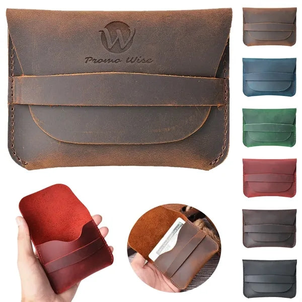 Crazy Horse Leather Minimalist Ultra-Slim Casual Card Holder