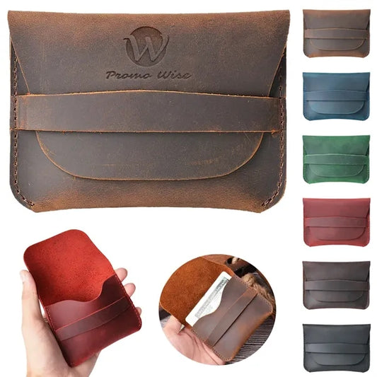 Crazy Horse Leather Minimalist Ultra-Slim Casual Card Holder