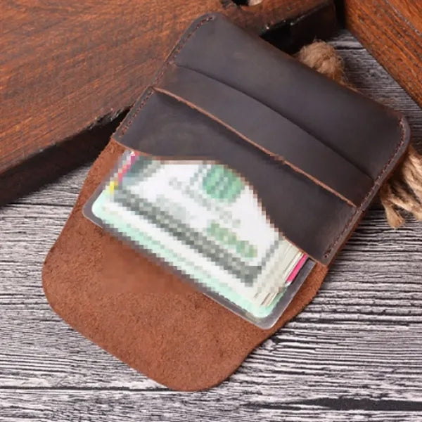 Crazy Horse Leather Minimalist Ultra-Slim Casual Card Holder
