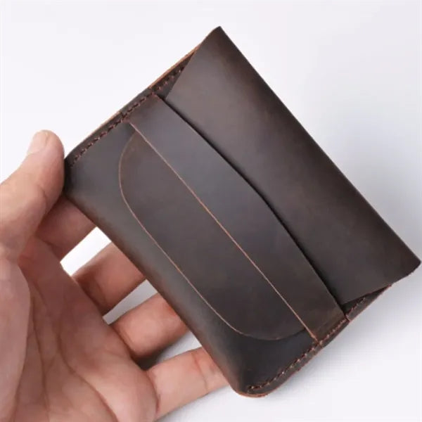 Crazy Horse Leather Minimalist Ultra-Slim Casual Card Holder